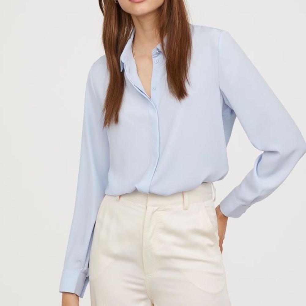 HM long sleeve baby blue blouse